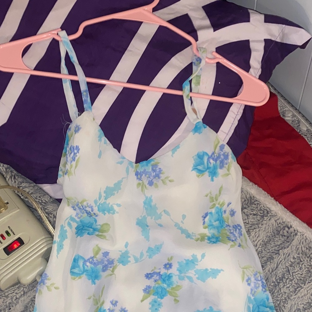 Floral Blue and White Midi Dress
